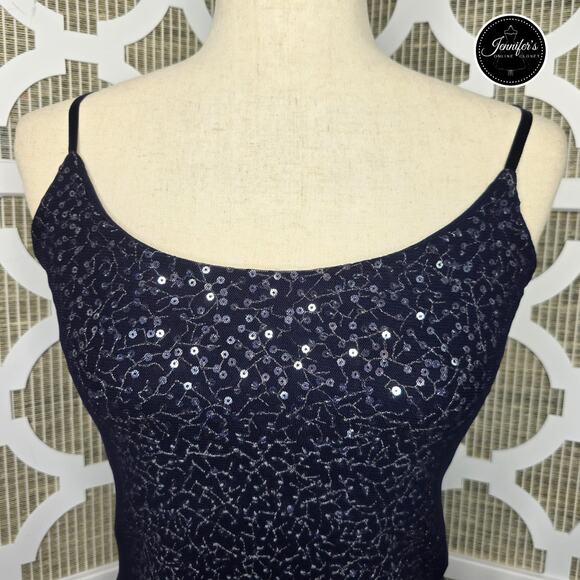 The Limited Blue Mesh Sequin Adjustable Spaghetti Strap Tank Top Size Medium - Picture 6 of 12